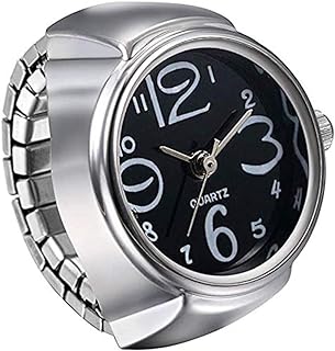 Yellow Chimes Rings for Women Stainless Steel Black Dial Analog Watch Ring Stretchable Ring Watch for Women and Girls.